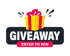 giveaway, enter to win. social media post template for promotion design or website banner. win a pri