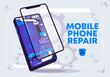 Vector illustration of mobile phone repair, technical insides of a smartphone, disassembled mobile phone for repair