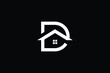 Logo design of D DD in vector for construction, home, real estate, building, property. creative elegant Monogram. Premium Business home logo icon. White color on black background