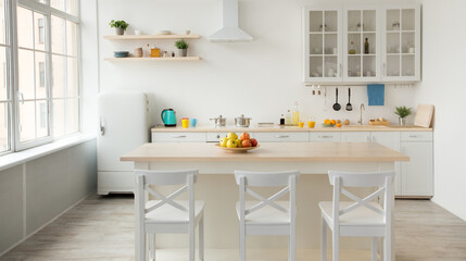 Dining room, kitchen, healthy food and stylish design