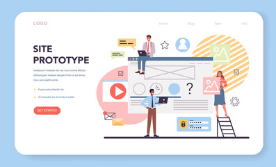 Website prototyping web banner or landing page. Web page