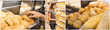 © Natalia - Collage of teen girl chooses bread at supermarket. Concept of conscious choice of quality products