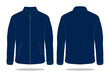 © Sansom - Blank Navy Blue Jacket Template on White Background. Front and Back Views, Vector File