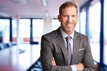 Wall Mural - Shot of executive businessman standing at the office