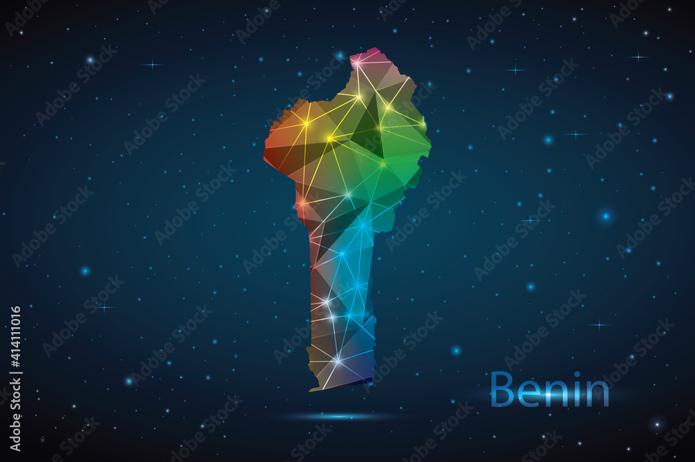 Abstract Polygon Map of Benin. Vector Illustration Low Poly Color ...