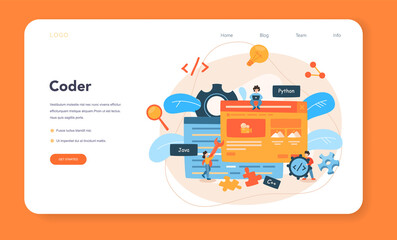 Back end development web banner or landing page. Software