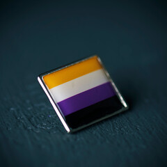 Wall Mural - pin button patterned with a non-binary pride flag