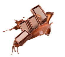 Pieces Of Chocolate With Chocolate Splash