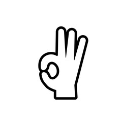 Wall Mural - hand counting zero line icon. clipart image isolated on white background