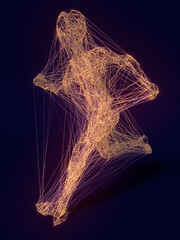 Leinwandbilder - Digital illustration abstract figure of running man from lines and dots. Design element. 3d rendering
