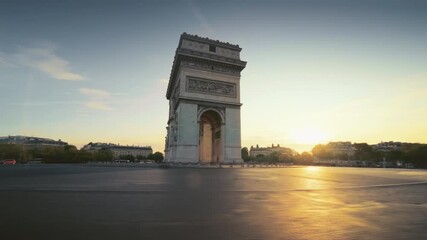 Wall Mural - hyper lapse Triumphal Arch at sunrise, Paris, France