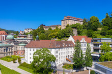Aerial View With Cityscape And New Castle In Baden-Baden