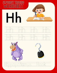 Wall Mural - Alphabet tracing worksheet with letter and vocabulary