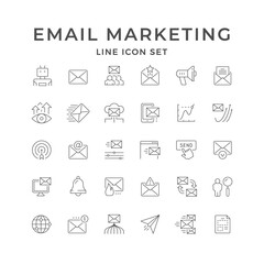 Wall Mural - Set line icons of email marketing