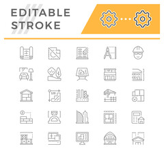 Sticker - Set line icons of architecture