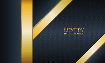 Wall Mural - Abstract luxury dark navy and golden stripes background.