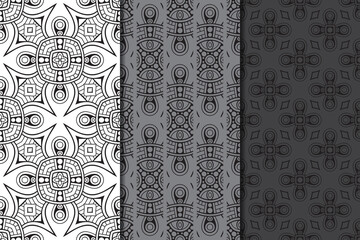 collection seamless patters with mandala