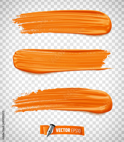 Traces de peinture orange vectorielles sur fond transparent © He2