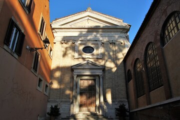 Church of Santa Prisca all'Aventino at sunset. Rome.