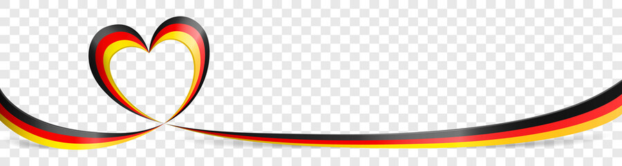 Germany German flag heart ribbon banner on transparent background isolated vector illustration