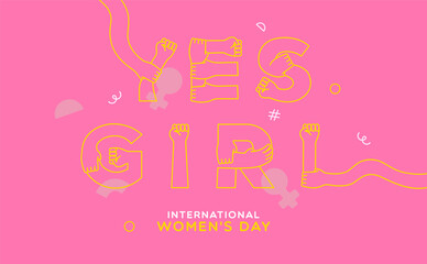 Wall Mural - Women's Day yes girl arm quote concept card