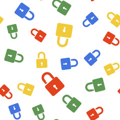 Wall Mural - Color Open padlock icon isolated seamless pattern on white background. Opened lock sign. Cyber security concept. Digital data protection. Safety safety. Vector.