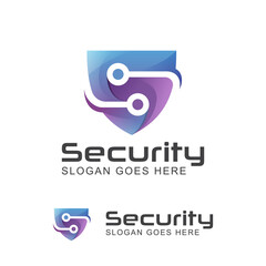 Wall Mural - modern logo of creative letter S for security technology system with shield symbol