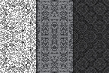 Collection seamless patters with mandala