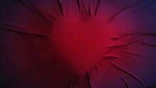Romantic Beating Heart Animated Background - 3D Rendering. Seamless Loop Heart Animation Made Of Red Fabric With Creases. Valentines Day, Greeting Cards, Wedding Invitation Or Birthday E-card.