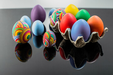 Easter eggs and Easter bunny. Background for the site.