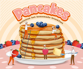 Canvas Print - Realistic Detailed 3d Pancake Mix Banner Ads. Vector