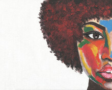 African American Woman Illustration. Acrylic Painting. Template Black Lives Matter