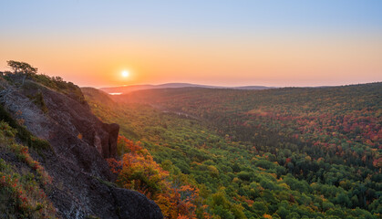 Wall Mural - Autumn Sunrise from Brockway Mountain Drive near Copper Harbor in the Michigan Upper Peninsula - Lake Superior