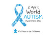 2 April World Autism awareness day banner. Symbol of autism. Design template for background, card, print, poster or brochure. Concept of healthcare awareness campaign for autism