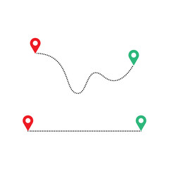 Wall Mural - Route line icon with map pin . Vector symbol in trendy flat style on white background. Travel sing for design.
