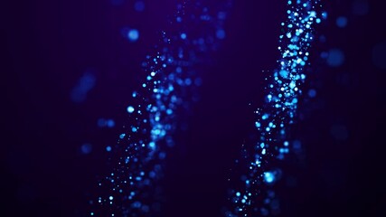 Wall Mural - blue glow particles float in viscous liquid with bokeh. magical sparkles of light form abstract plan
