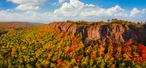 Wall Mural - Autumn aerial view of Brockway Mountain Drive near Copper Harbor in the Michigan Upper Peninsula - Lake Superior