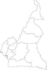  White vector map of Cameroon with black borders of its regions