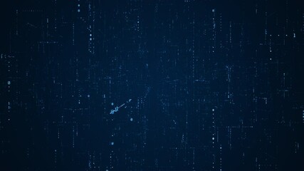 Binary code motion background. Grid, structure of numbers, digits zero and one. FUI, HUD. Seamless loop