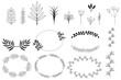 © Полякевич Олена - Line art wreaths set. Nature background vector. Modern floral pattern. Hand drawn sketch. Vector icon. Stock image. EPS 10.
