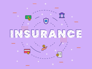 Wall Mural - insurance typography calligraphy word art with filled color style