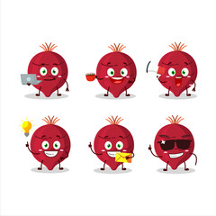 Canvas Print - Beet cartoon character with various types of business emoticons