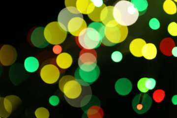 Blur and bokeh, vibrant colors. and textured. Lights on blue. Christmas luxury fresh elegant bokeh background.