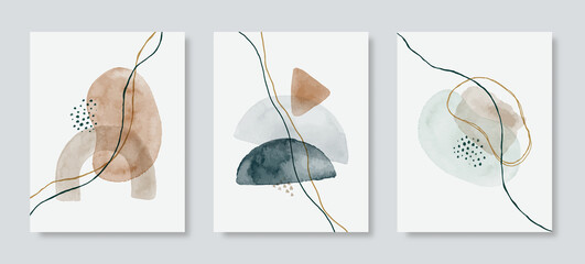 Wall Mural - abstract watercolor background set in a trendy minimalist style. vector hand drawn illustration in p