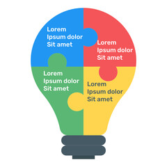 Wall Mural - a bulb idea infographic icon, flat vector