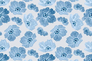 Poster - Vector blue floral pattern vintage background