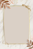 Fototapeta Boho - Leafy golden rectangle frame vector