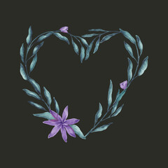 Poster - Heart shaped floral wreath vector