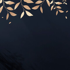 Wall Mural - golden shiny leafy frame social ads template vector