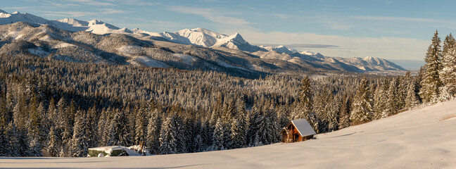 Wall Mural - Beautiful mountain landscape in winter scenery - panorama